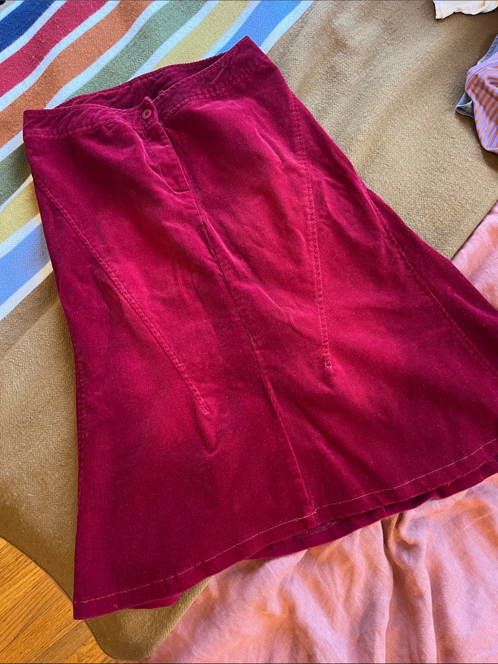 Solemio Red Corduroy Skirt